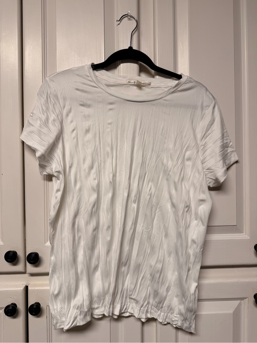 Seven7 White Short Sleeve Crewneck Top